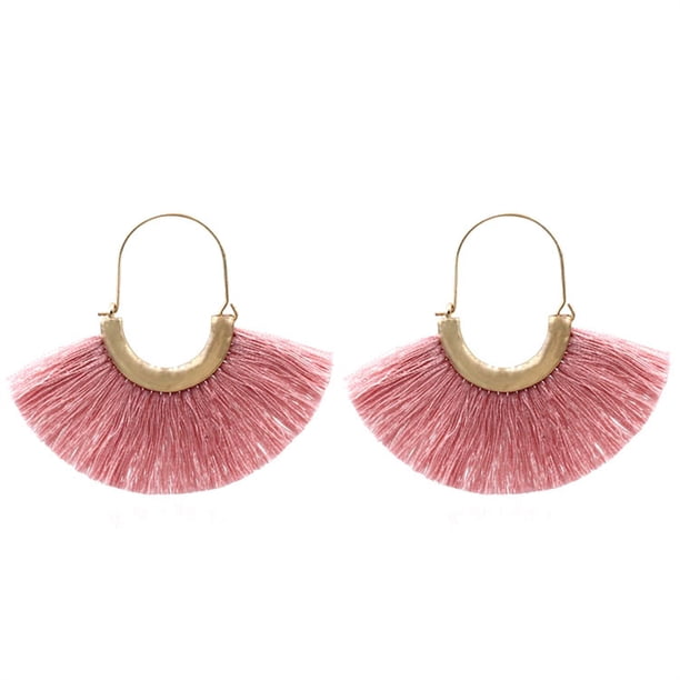 Pendiente de borla en forma de abanico duradero Ins Elegance moda exquisita joyería colgante de oreja elegante decoración para mujeres niñas Ropa, zapatos y accesorios Miscelánea Rosado Jumpingount AP008626-03