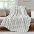 thumbnail image 4 of Sage Green Striped Throw Blanket, Flannel Fleece Blanket with Striped Design for Couch, Sage Green White Stripes Farmhouse Soft Breathable All Season Plush Blankets for Sofa Office Bed 50"x60", 4 of 9