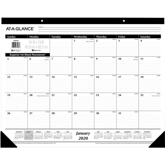 At-A-Glance, AAGSK3000BD, Classic Monthly Desk Pad, 4 / Bundle, White