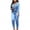 Blue, variant on Brilliant Long Sleeve Jumpsuit Plus Size Jumpsuit Women Cowboy Casual Deep V-Neck Long Sleeves Bandage Elastic Waist Jumpsuits Clothes under $5.00