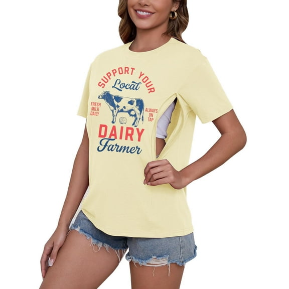 ALLTB Mama Shirt Nursing Shirts for Breastfeeding Zip Maternity Tshirts Causal Mom Loose Fit Tees Mothers Gift Tops