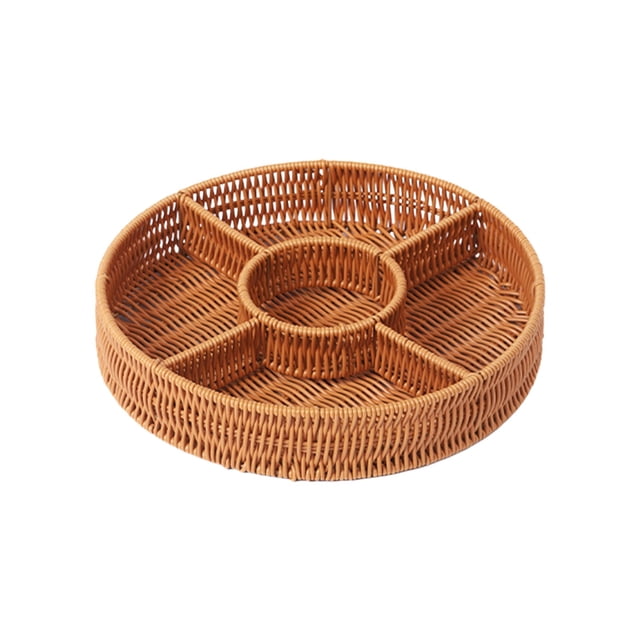 Yhmxh Cane Woven Storage Basket Woven Storage Table Top Sum Dried Fruit Snack Storage Fruit Happiness Gift Tray Afternoon Storage Basket Kitchen Essentials Home and Kitchen Kitchen Tools