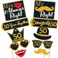thumbnail image 5 of 50th Anniversary Photo Booth Party Props DIY Kit, Golden Glitter & Black , Anniversary Party Decoration, 5 of 5