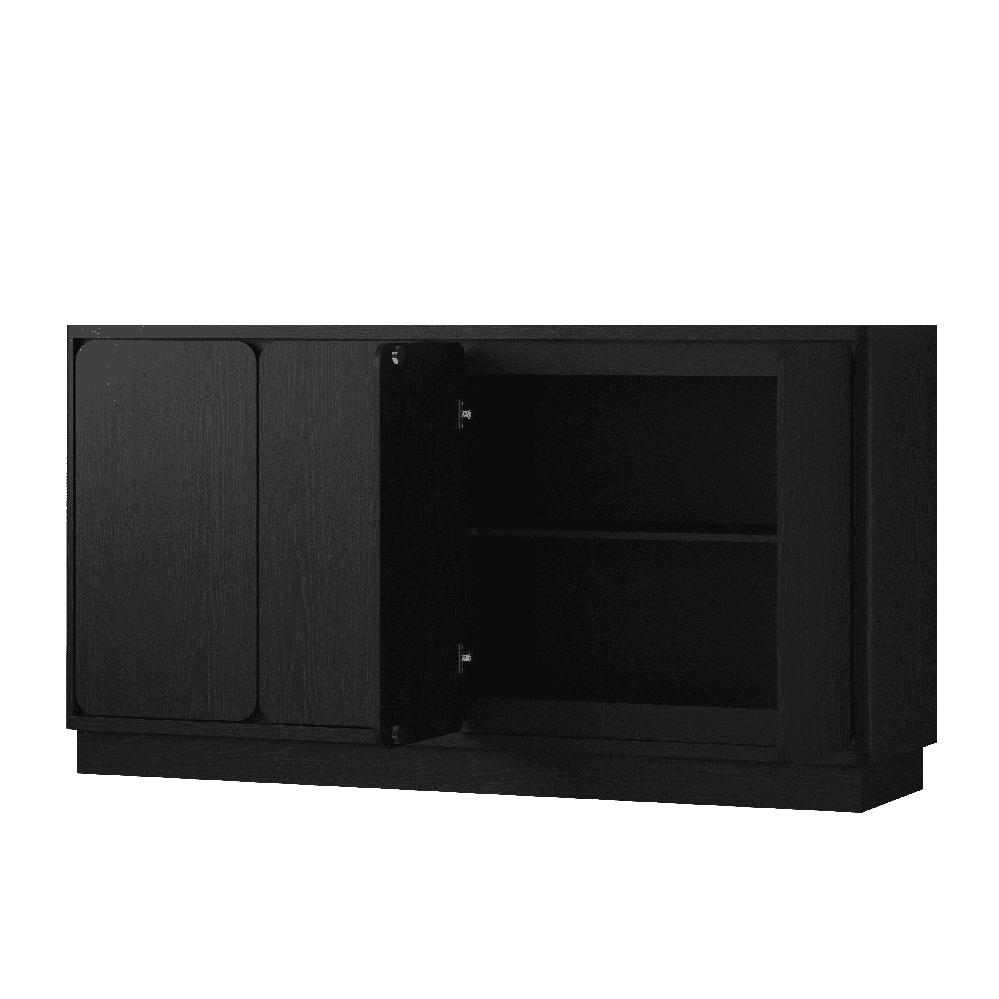 Sideboard Buffet Cabinet 59.1 Inch with 4 Doors and Adjustable Shelves, Storage Credenza and Console Cupboard for Dining Room Kitchen, Black