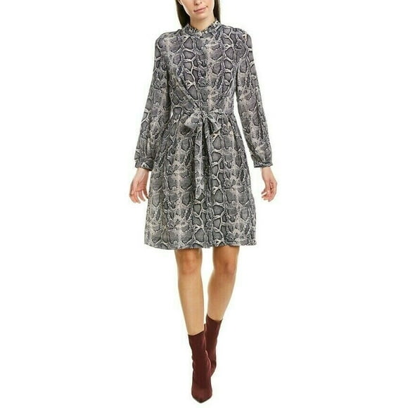 Rebecca Taylor Women's Snake Print Silk Dress, Washed Black, Size 8 (NWT $450)