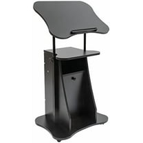 Mobile Laptop Podium, Adjustable Height Cart With Storage, Rolling Computer Stand, Office Podium on Wheels$$Office