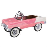 Retro Tri-Five 1955 Chevy Steel Metal Pedal Car, Pink/White