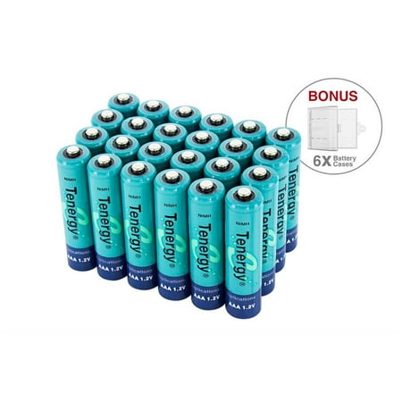 - Tenergy AAA 1000mAh High Capacity NiMH Rechargeable Batteries, 24-Pack with 6 Free Holders