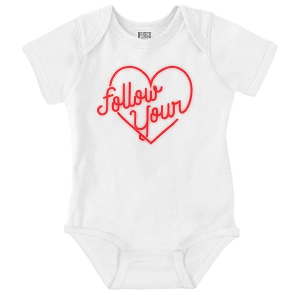 Cute Follow Your Heart Neon Sign Romper Boys or Girls Infant Baby Brisco Brands NB
