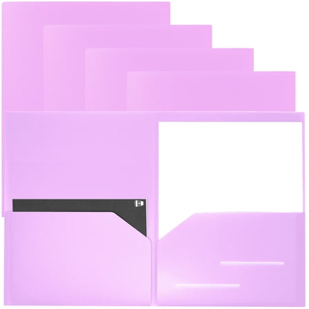 Youngever 6 Pack Heavy Duty Plastic Two Pocket Folders, Heavy Duty Plastic 2 Pocket Folder (Mauve)