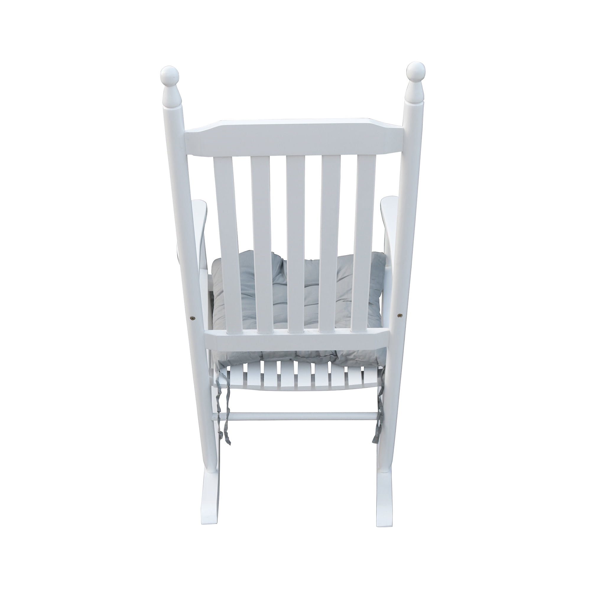 Outdoor Wooden Rocker Chair, Finished Porch Leisure Rocking Chair No Mat Needed for Patio Garden, White