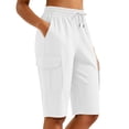 thumbnail image 5 of Besolor Womens Running Shorts High Waist Elastic Drawstring Lightweight Quick Dry Casual Athletic Workout Knee Length Shorts with Pocket, 5 of 7