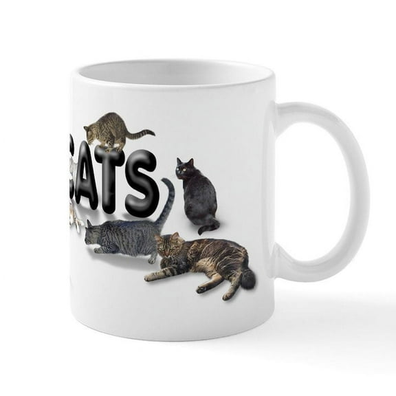 CafePress - Mug I Love Cats - 11 oz Ceramic Mug - Novelty Coffee Tea Cup