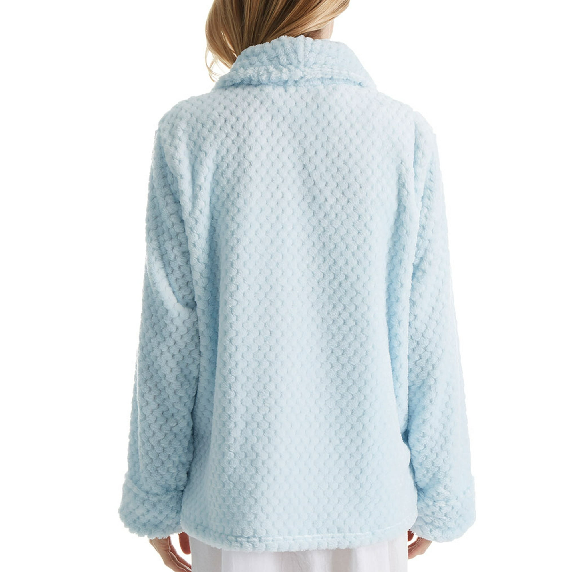 Women s La Cera 8825 100 Polyester Honeycomb Fleece Bed Jacket Blue 2X Walmart