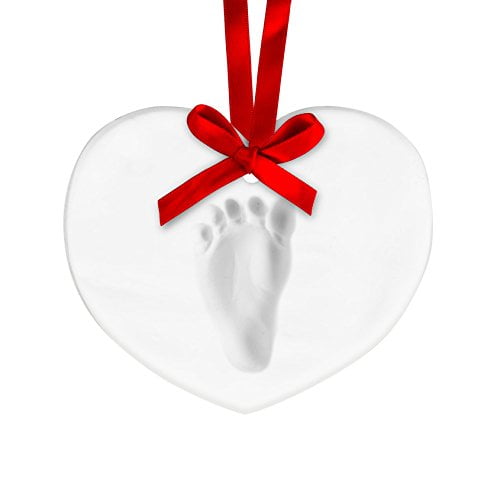 Tiny Ideas Baby's No Bake Hand or Footprint Keepsake Ornament Kit, Capture Baby's Print, Heart