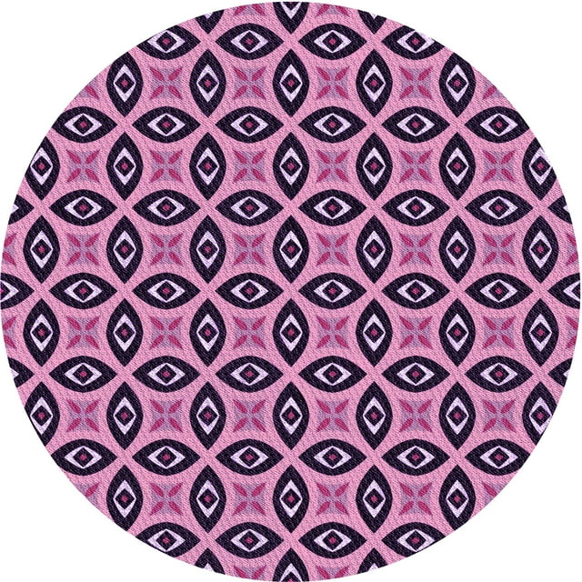 Ahgly Company Tapis Rond Lavable en Machine Intérieur Transitionnel Violet Violet, 4 Pieds Rond