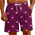 thumbnail image 4 of Penkiiy Men Drawstring Valentine's Day Love Print Beach Casual Trouser Shorts Pant M Hot Pink, 4 of 9