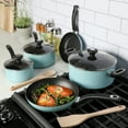 thumbnail image 2 of Martha Stewart Everyday Hearne 10-Piece Dusty Blue Enamel Aluminum Cookware Set, 2 of 12