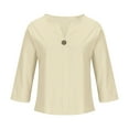 thumbnail image 4 of Sevevn Fashion Women Long Sleeve Solid Color Comfortable Breathable--Neck Shirt Savings Up to 30% Off Beige M, 4 of 9