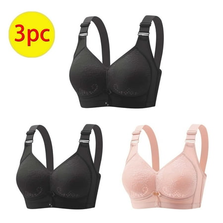 GERsome Womens Push Up Everyday Bras Comfortable Wireless Underwear Full Coverage V Neck Seamless Bra Smooth Brassiere Wire Free Basic Bras Pack of 3 Assorted Color 2Black/Pink S