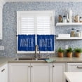 thumbnail image 6 of Hello Winter Kitchen Curtains and Valances Set, Blue White Letter Retro Art Decor Rod Pocket Window Valance 18 Inch Window Curtain Panels for Living Room Bedroom Laundry, 27.5x24in, 3 Pieces, 6 of 7