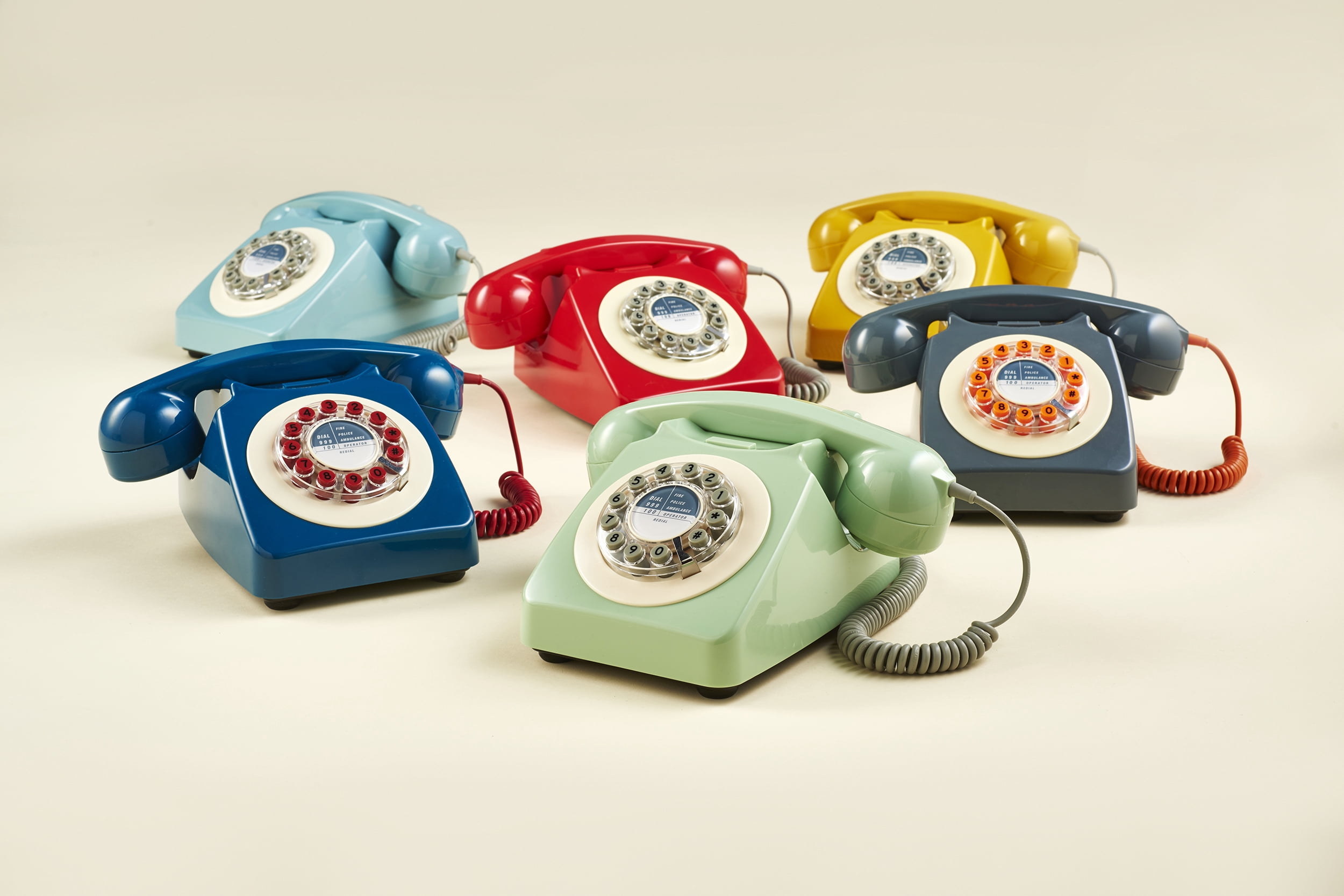 Wild Wood 746 Rotary Design Retro Landline Telephone, Biscay