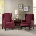 thumbnail image 3 of GDF Studio Weyland Contemporary Fabric Pushback Recliner, Set of 2, Deep Red and Dark Brown, 3 of 13