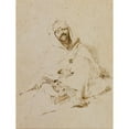 thumbnail image 2 of Domenico Morelli 12x14 Black Ornate Wood Framed Double Matted Museum Art Print Titled: Sitting Arab (1882), 2 of 5
