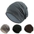 thumbnail image 1 of Knitted Hat Striped Baggy Slouchy Thin Breathable Windproof Solid Color Spring Autumn Women Men Beanie Skull Cap for Outdoor,Coffee, 1 of 8
