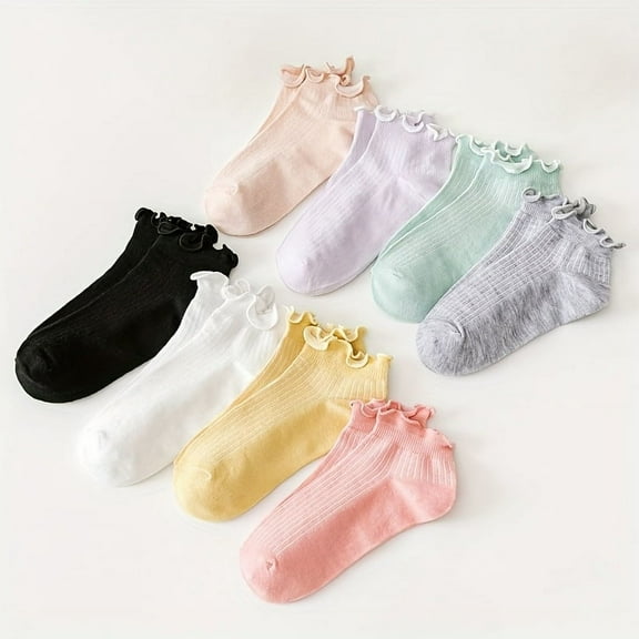 New 8pcs Elegant Ruffled Ankle Socks