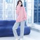 thumbnail image 4 of Pijamas de algodón puro para mujer, traje de pantalón de manga larga con cuello redondo, ropa de dormir informal estampada para el hogar, primavera y otoño, 4 of 4