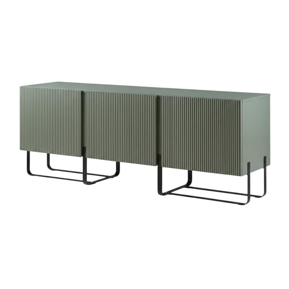 Modern wood TV stand with 3 cabinets for living rooms