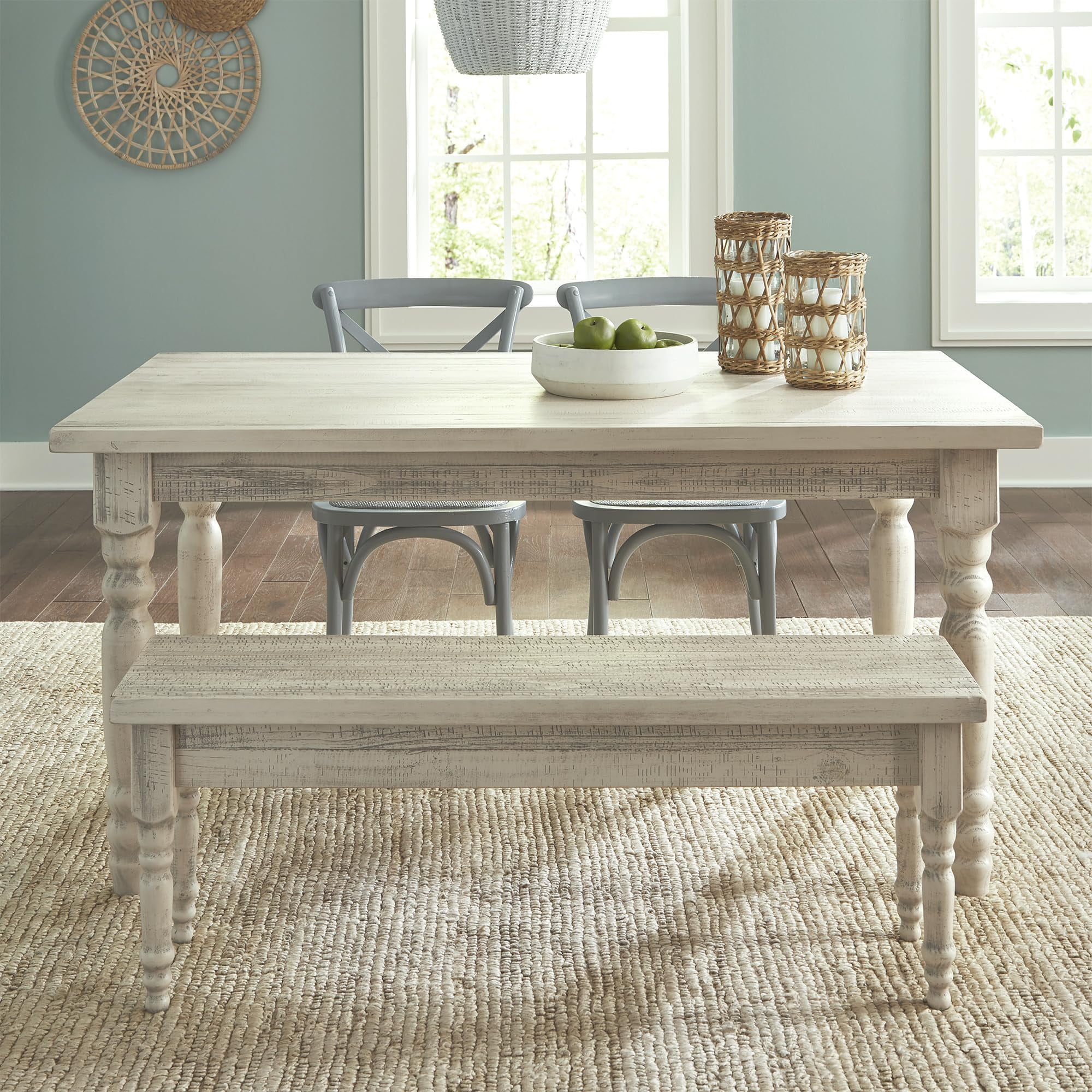 Grain Wood Furniture Valerie Original Solid Wood 63" Dining Table, Off-White