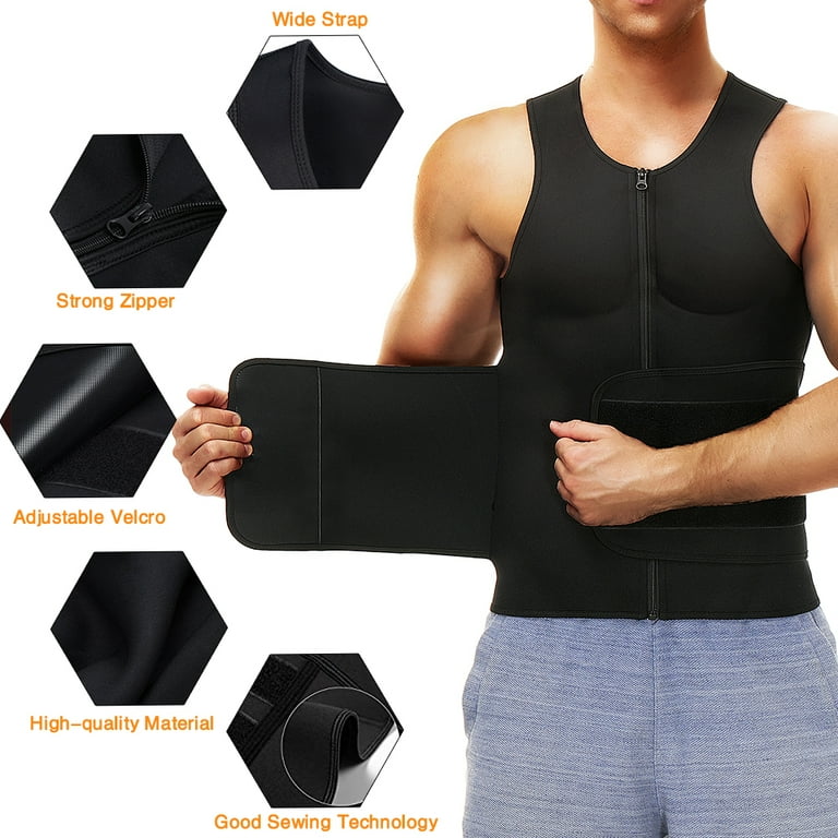 VENUZOR Sweat Vest for Men Sauna Suit Neoprene Waist Trainer with Zipper Adjustable Velcro Body Shaper Tank Top Walmart