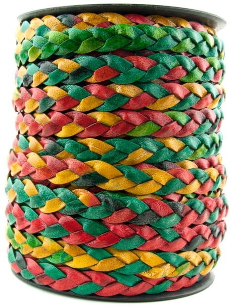 Xsotica® Desert Green Flat Braided Leather Cord 5mm 1 meter 