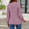 thumbnail image 3 of Womens Long Sleeve Eyelet Tops - Crew Neck, Fall Casual Blouses - Solid Color, Loose Fit, Breathable Fabric - S-XXL Sizes, 3 of 8