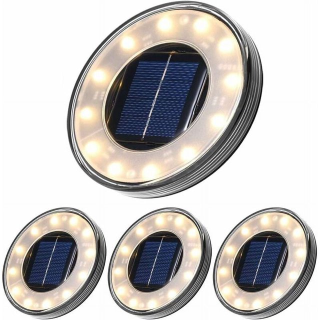 Paquete de 4 luces LED solares para suelo, Tomshine, 12 LED, iluminación solar para exteriores, resistente al agua IP68, luces de calle, luz enterrada para caminos, jardines, terrazas,