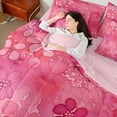 thumbnail image 5 of Feelyou Watercolor Flower Women Twin Bedding Sets 7-Piece, Pink Cherry Blossoms Bedding Comforter Set, Artwork Style Reversible Sheet Sets, Luxury Bedroom Decor, 5 of 9