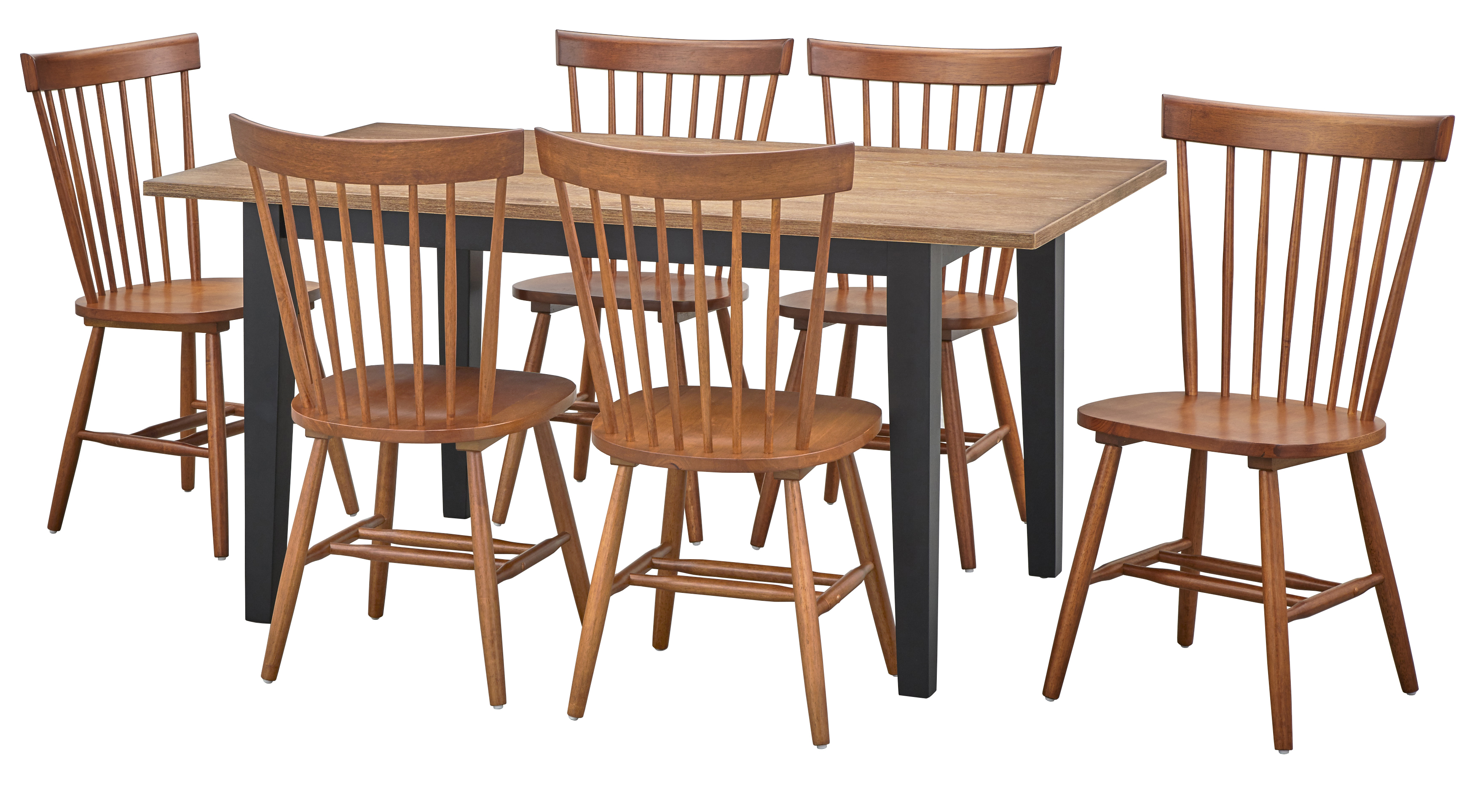 TMS Nashville 7-piece Farmhouse Dining Set, Driftwood and Walnut