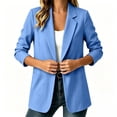 thumbnail image 2 of TEAJOPSUU Women's Blazers Relaxed Fit Notched Lapel Patch Suit Cardigans Lightweight Casual Business Sweaters Solid Color Blue, 2 of 5