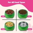 thumbnail image 5 of Happinesque 2Pc Stainless Steel Dog & Cat Bowls with Pellucid Plastic, Anti Skid, Non Tip, 4 Cups (Green), 5 of 7