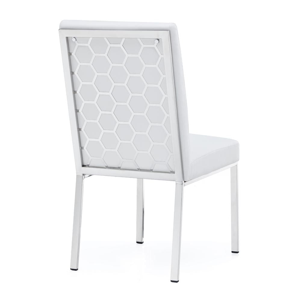 Home Gear Lot de 2 chaises de salle à manger à dossier hexagonal avec cadre argenté