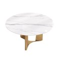 thumbnail image 6 of LovingAHome 53'' Round Faux Marble Dining Table for 6, White Sintered Stone Top with Gold Pedestal, 6 of 6