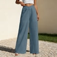 thumbnail image 2 of POIUYTR Women Cotton Linen Palazzo Pants Summer Casual Wide Leg Elastic High Waist Beach Pants Vacation Trendy Comfy Trousers, 2 of 6