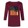 thumbnail image 3 of Wo-Fusoul T-Shirt pour Femmes, Haut à Col Rond Imprimé à Manches Trois Quarts, Chemise Décontractée à Manches 3/4, 3 of 6