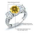 thumbnail image 6 of Gem Stone King 2.80 Cttw Round Yellow Citrine 3-Stone Ring for Women | 925 Sterling Silver | Round 7MM and 5MM | Three Stone Wedding Engagement Anniversary Promise Ring for Women | Size 5, 6 of 6