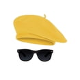 thumbnail image 1 of 1950s Beatnik Hipster Combo Kit Beret and Sunglass, Yellow, 1 of 1