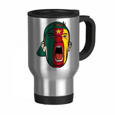

Cameroon Flag Head Screang Cap Travel Mug Flip Lid Stainless Steel Cup Car Tumbler Thermos
