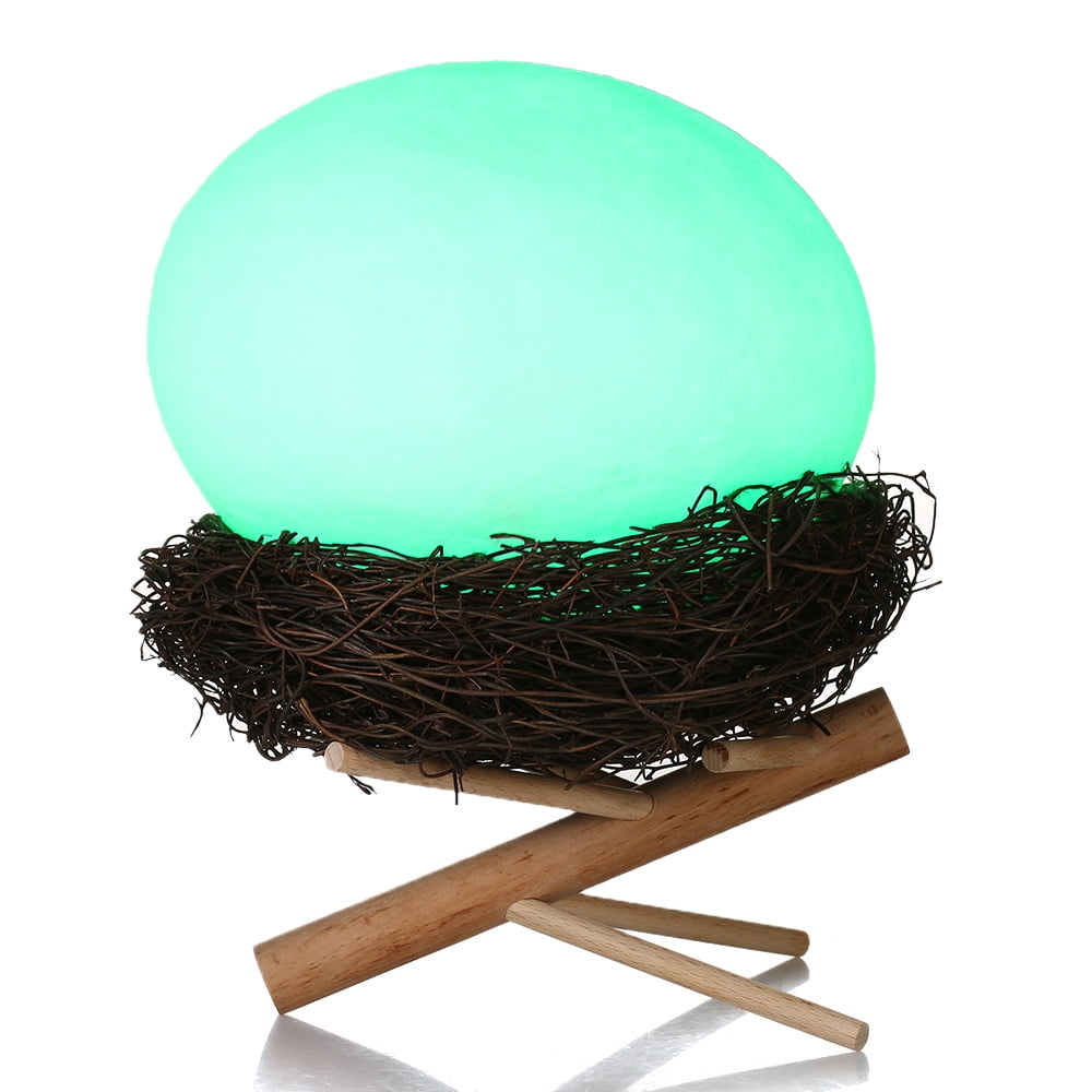 PLA USB Rechargeable RGBW LED 3D Bird Nest Light Remote Control 16