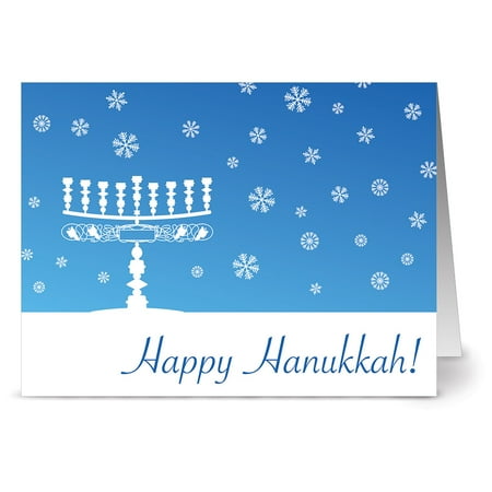 Happy Hanukkah Holiday Card - 24 Holiday Note Cards - Happy Hanukkah - Blank Cards - White Envelopes Included